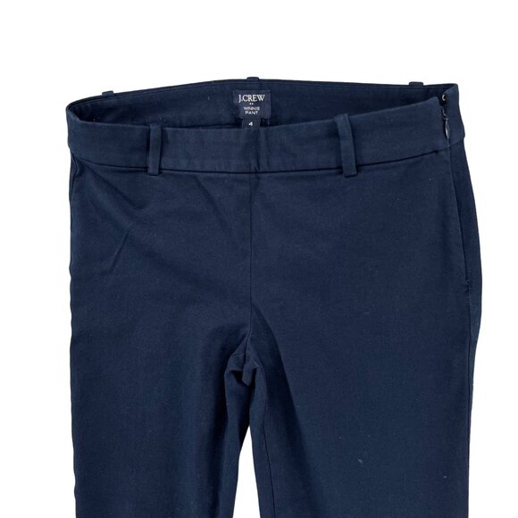 J.CREW Winnie Pants Womens Navy Blue Cotton Stretch Side Zip Flat Front Size 4 - Picture 3 of 14